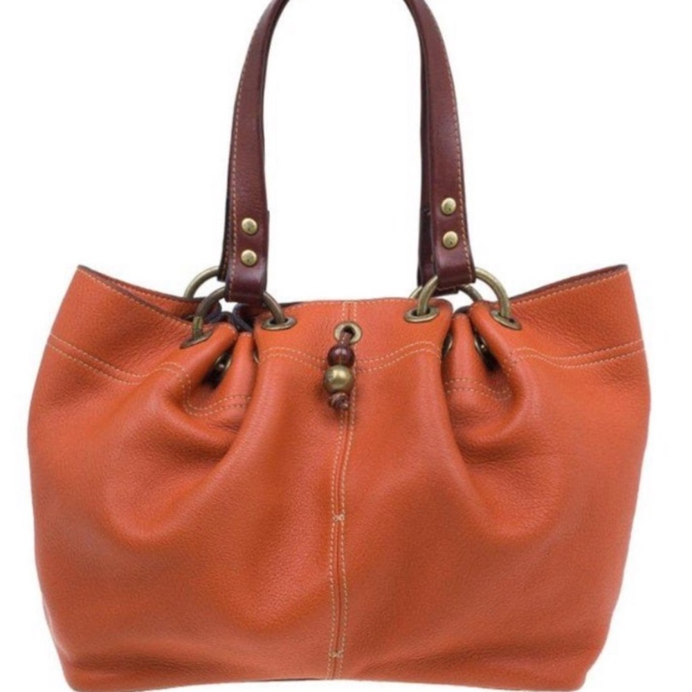 Mulberry Matt Glove Judy Bag Orange & Bwn Leather